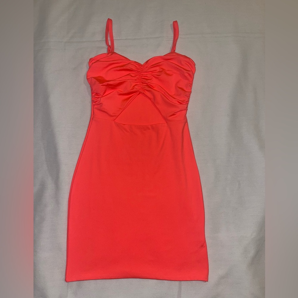Katie J NYC Girls Tween Neon Pink Spaghetti Strap Mini Dress Size Medium